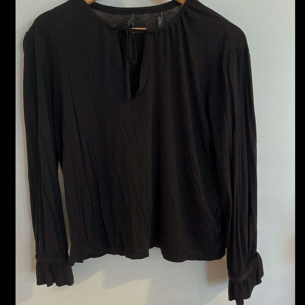 Theory Alrik K Drapey Tee Blouse in Black Size Large